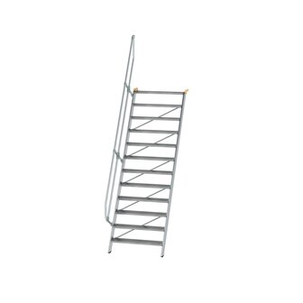 Aluminium vaste trap 60&deg; - loodrechte hoogte 2.900 mm/aantal treden 12/breedte treden 1.000 mm/treden gemaakt van gegolfd aluminium R 9