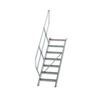 Aluminium vaste trap 45&deg; - loodrechte hoogte 1.460 mm/aantal treden 7/breedte treden 600 mm/treden gemaakt van gegolfd aluminium R 9