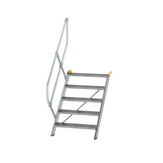 Aluminium vaste trap 45&deg; - loodrechte hoogte 1.040 mm/aantal treden 5/breedte treden 800 mm/treden gemaakt van gegolfd aluminium R 9
