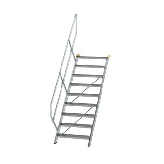Aluminium vaste trap 45&deg; - loodrechte hoogte 1.870 mm/aantal treden 9/breedte treden 800 mm/treden gemaakt van gegolfd aluminium R 9