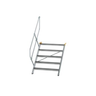 Aluminium vaste trap 45&deg; - loodrechte hoogte 1.040 mm/aantal treden 5/breedte treden 1.000 mm/treden gemaakt van gegolfd aluminium R 9