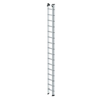 Aluminium 2-delige opsteekladder  - zonder stabilisatiebalk/werkhoogte 9.4 m/ladderlengte uitgeschoven 8.34 m/ladderlengte ingeschoven 4.74 m/aantal sporten 2x16/breedte ladder 420 mm