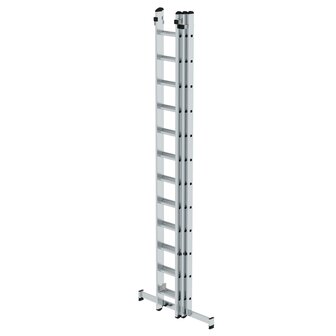 Aluminium 3-delige opsteekladder  - met Nivello stabilisatiebalk/werkhoogte 9.7 m/ladderlengte uitgeschoven 8.66 m/ladderlengte ingeschoven 3.62 m/aantal sporten 3x12/breedte ladder 500 mm