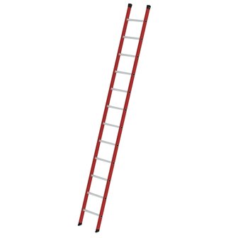 Kunststof enkele ladder - zonder stabilisatiebalk/werkhoogte 4,7 m/ladderlengte 3,58 m/aantal sporten 12/breedte ladder 420 mm
