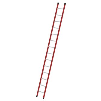 Kunststof enkele ladder - zonder stabilisatiebalk/werkhoogte 5,3 m/ladderlengte 4,14 m/aantal sporten 14/breedte ladder 420 mm