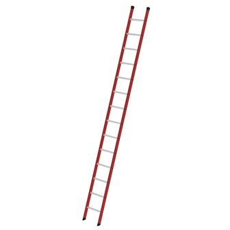 Kunststof enkele ladder - zonder stabilisatiebalk/werkhoogte 5,3 m/ladderlengte 4,14 m/aantal sporten 14/breedte ladder 420 mm