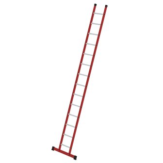 Kunststof enkele ladder - met stabilisatiebalk/werkhoogte 5,3 m/ladderlengte 4,14 m/aantal sporten 14/breedte ladder 420 mm