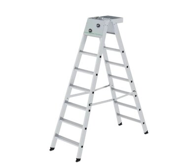 Aluminium trap tweezijdig oploopbaar - werkhoogte 3.400 mm/totale hoogte 1.850 mm/aantal treden 2x6/belastbaar tot 150 kg