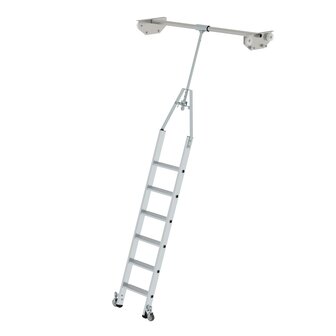 Verrijdbare aluminium stellingladder - draaibaar/buitenbreedte 400 mm/ladder lengte 1.78 m/verticale ophanghoogte 2.59 m/aantal treden 6