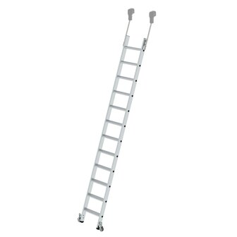 Verrijdbare aluminium stellingladder - buitenbreedte 420 mm/ladder lengte 3.19 m/verticale ophanghoogte 3.33 m/aantal treden 12
