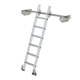 Verrijdbare aluminium stellingladder - buitenbreedte 400 mm/ladder lengte 1.78 m/verticale ophanghoogte 1.5 m/aantal treden 6