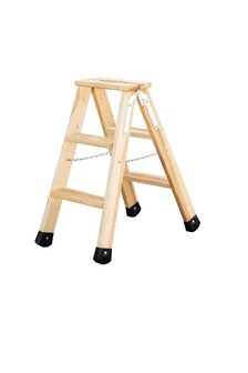 Houten trap tweezijdig oploopbaar - werkhoogte 2.240 mm/ladder lengte 880 mm/aantal treden 2x3/belastbaar tot 150 kg