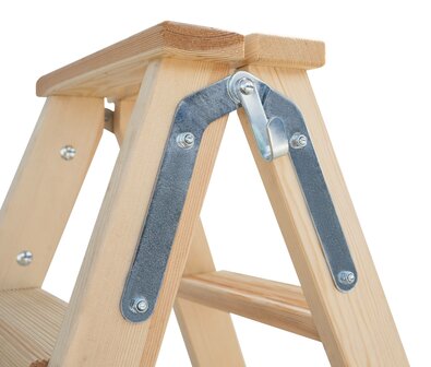 Houten trap tweezijdig oploopbaar - werkhoogte 2.940 mm/ladder lengte 1.630 mm/aantal treden 2x6/belastbaar tot 150 kg