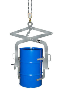 Vatengrijptang type FWZ 200 - ca. 425x1105x1350 mm (lxbxh)/draagkracht 300 kg/voor 200 liter vaten/schakelhendel voor wijziging van de kiepstand