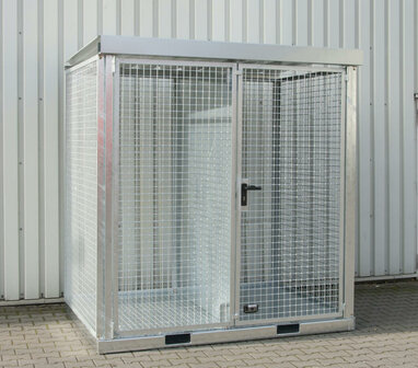 Gasflessen-container type GFC-E/T M2 verzinkt - ca. 2115x1570x2260 mm (lxbxh)/max. 45 gasflessen &Oslash; 230 mm/met traanplaatbodem (draagkracht 1000 kg/m&sup2;)/afsluitbare vleugeldeur