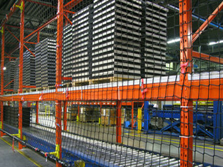Magazijnstellingnet set B compleet/voor liggerlengte 1350 mm/nethoogte 5000 mm/draaddikte 5 mm/maaswijdte 100 mm/keuze uit vijf kleuren