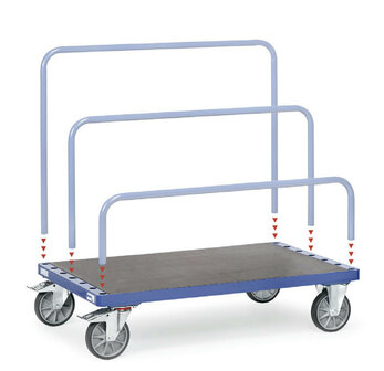 Platenwagen voor insteekbeugels (zonder beugels) 4463-1, laadvlak 1200x800mm, draagvermogen 1200 kg, , Fetra