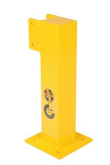 Begin-/eindstaander PE-50 voor veiligheidsrailing/voor binnengebruik/hoogte 500 mm/doorsnede 100x100 mm/poedercoating RAL 1023 geel
