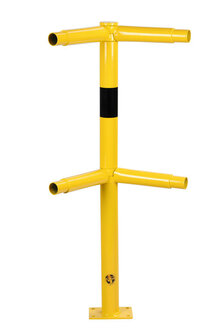 Variabele hoekstaander W-SG voor veiligheidsrailing &Oslash; 60 mm/voor binnen-en buiten gebruik/1000x250x250 mm/verzinkt en poedercoating RAL 1023 geel/met zwart folie