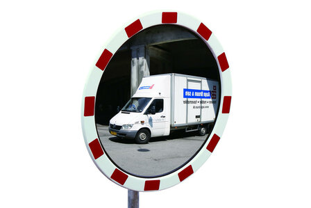 Verkeersspiegel rond TM INOX 80/inox &Oslash; 80 cm/kijkafstand 15-22 meter/verhogen de veiligheid op bedrijfsterreinen en bij in- en uitritten
