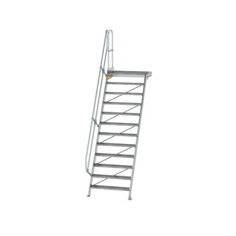 Aluminium vaste trap met platform 60&deg;  - loodrechte hoogte 2.900 mm/aantal treden 12/breedte treden 1.000 mm/treden en platform gemaakt van gegolfd aluminium R 9