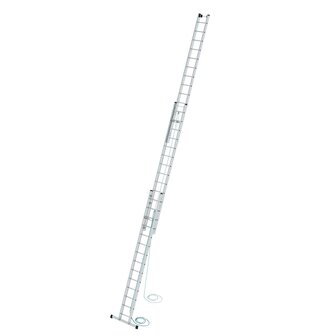 Aluminium 3-delige optrekladder  - met stabilisatiebalk/werkhoogte 10.8 m/ladderlengte uitgeschoven 9.7 m/ladderlengte ingeschoven 4.1 m/aantal sporten 3x14/breedte ladder 470 mm