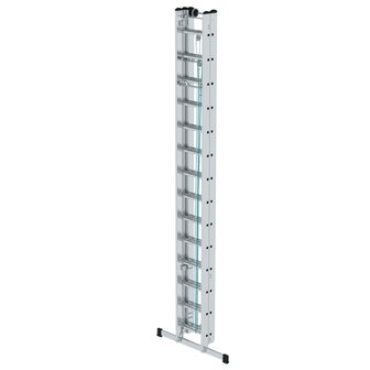 Aluminium 3-delige optrekladder  - met stabilisatiebalk/werkhoogte 10.8 m/ladderlengte uitgeschoven 9.7 m/ladderlengte ingeschoven 4.1 m/aantal sporten 3x14/breedte ladder 470 mm