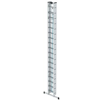 Aluminium 3-delige optrekladder  - met stabilisatiebalk/werkhoogte 13.6 m/ladderlengte uitgeschoven 12.5 m/ladderlengte ingeschoven 5.3 m/aantal sporten 3x18/breedte ladder 470 mm