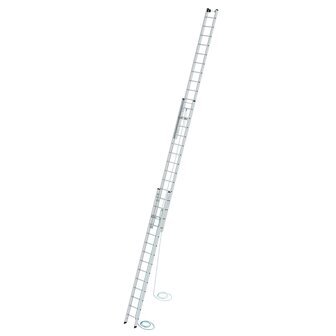 Aluminium 3-delige optrekladder  - zonder stabilisatiebalk/werkhoogte 10.8 m/ladderlengte uitgeschoven 9.7 m/ladderlengte ingeschoven 4.1 m/aantal sporten 3x14/breedte ladder 470 mm