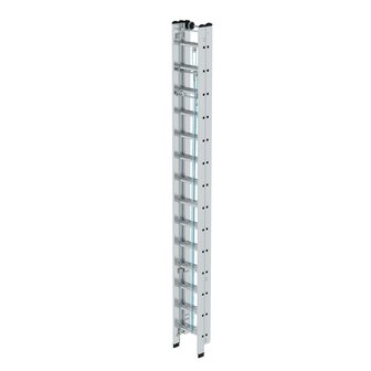 Aluminium 3-delige optrekladder  - zonder stabilisatiebalk/werkhoogte 10.8 m/ladderlengte uitgeschoven 9.7 m/ladderlengte ingeschoven 4.1 m/aantal sporten 3x14/breedte ladder 470 mm