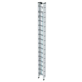 Aluminium 3-delige optrekladder  - zonder stabilisatiebalk/werkhoogte 11.9 m/ladderlengte uitgeschoven 10.8 m/ladderlengte ingeschoven 4.7 m/aantal sporten 3x16/breedte ladder 470 mm