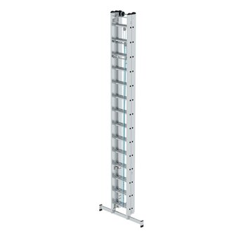 Aluminium 3-delige optrekladder  - met Nivello stabilisatiebalk/werkhoogte 10.8 m/ladderlengte uitgeschoven 9.7 m/ladderlengte ingeschoven 4.1 m/aantal sporten 3x14/breedte ladder 470 mm