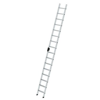 Aluminium enkele ladder  - zonder stabilisatiebalk/werkhoogte 5.3 m/ladderlengte 4.15 m/aantal treden 16/breedte ladder 420 mm