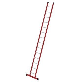 Kunststof enkele ladder - met stabilisatiebalk/werkhoogte 5,3 m/ladderlengte 4,14 m/aantal sporten 14/breedte ladder 420 mm