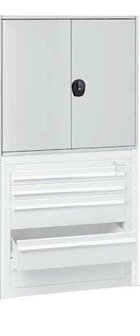 32314-Deuren verschillend sluitend voor basis- en aanbouwstellingen/afmetingen 1.000x1.000 mm (HxB)/RAL 7035 lichtgrijs/draaiknop met driepuntssluiting incl. 2 sleutels