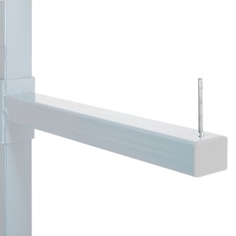 Afneembare aanslag draagarmstelling voor lichte lasten - hoogte 100 mm/totale lengte 185 mm/elektro-verzinkte draden diameter 8 mm/voor draagarmen 80x40 mm