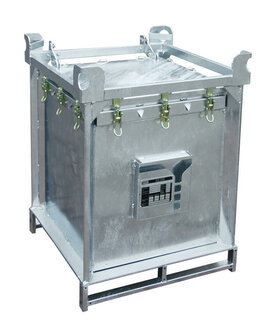 Speciaal-afvalcontainer type SP 240 - ca. 730x730x975 mm (lxbxh)/inhoud 240 liter/3-voudig stapelbaar/max. totaalgewicht 370 kg/voor vaste en pasteuze stoffen