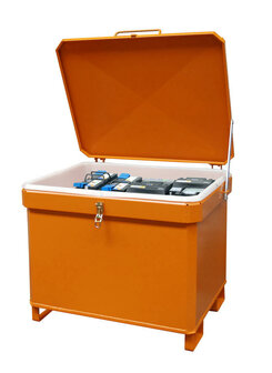 Accu-container  type SAP 601 K - ca. 1120x960x920 mm (lxbxh)/inhoud 620 liter/max. totaalgewicht 1124 kg/3-voudig stapelbaar/inzamelen en opslaan van accu's