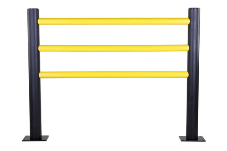 Eindstaander DFFS-M-E voor flexibele veiligheidsrailing/voor binnen-en buiten gebruik/hoogte 1200 mm/voetplaat 225x225 mm/t.b.v. 3 railings/kleur: zwart