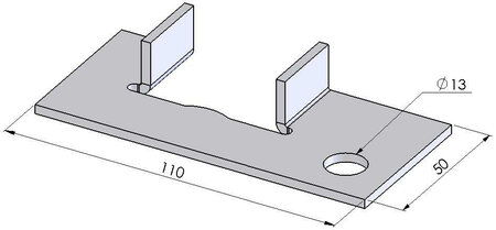 Gegalvaniseerde voet legbordstelling Fliplus/afmetingen 110x50x3 mm