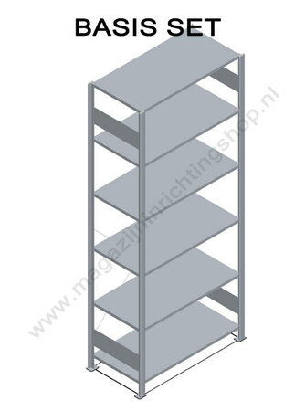 13131-LR-B-Basisset legbordstelling - ca. 2500x1000x300mm/6 legborden/RAL5010 blauw+sendzimir verzinkt/85kg/langstraversen