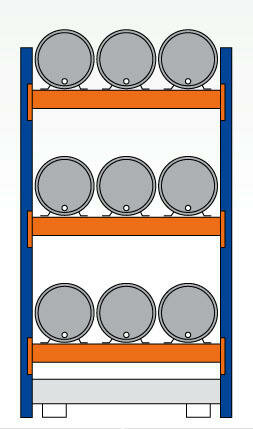 46970-Basisset milieustelling  - ca. 2500x1350x800mm/voor 9 x 60 liter vaten liggend/1 opvangbak(286 liter) zonder rooster