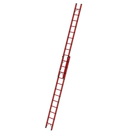 Kunststof 2-delige opsteekladder  - zonder stabilisatiebalk/werkhoogte 7.4 m/ladderlengte uitgeschoven 6.41 m/ladderlengte ingeschoven 3.61 m/aantal sporten 2x12/breedte ladder 420 mm