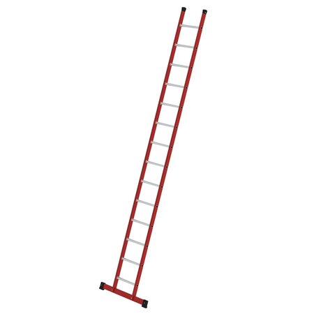 Kunststof enkele ladder - met stabilisatiebalk/werkhoogte 5,3 m/ladderlengte 4,14 m/aantal sporten 14/breedte ladder 420 mm
