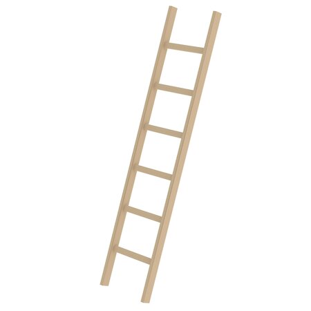 Houten enkele ladder - zonder stabilisatiebalk/werkhoogte 3 m/ladderlengte 1.92 m/aantal sporten 6/breedte ladder 420 mm