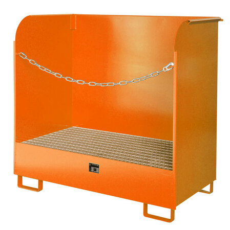 Depot gevaarlijke stoffen type GD-A - ca. 1420x795x1365 mm (lxbxh)/opvangvolume 254 liter/max. 2 vaten van 200 liter/verzinkt rooster (draagkracht 1000 kg/m&sup2;)/spatbeschermwanden