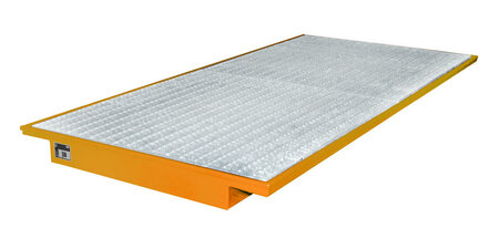 Hangopvangbak type EHW 2700 - ca. 2650x1250/915x130 mm (lxdxh)/met verzinkt rooster (draagkracht 1000 kg/m&sup2;)/opvangvolume 325 liter/voor liggerlengte 2700 mm