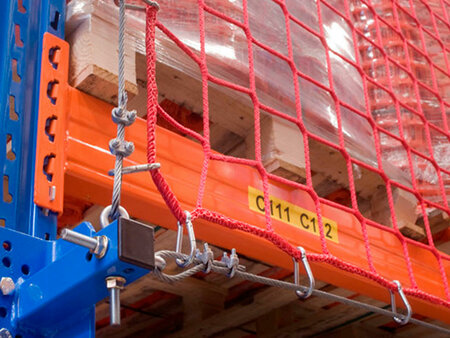 Magazijnstellingnet set A compleet/voor liggerlengte 2700 mm/nethoogte 5000 mm/draaddikte 5 mm/maaswijdte 100 mm/keuze uit vijf kleuren