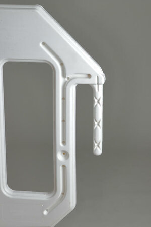 Afzethek polyethyleen 20001 wit/afmetingen 2000x1000x50 mm/met rood-witte retroreflecterende folie RA1/met draaibare voeten