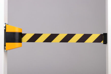 Bandafzetting MGB-GS in kunststof cassette/bandbreedte 50 mm/magneetmontage/bandlengte 4600 mm/geel-zwart